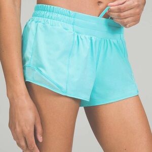 Lululemon Electric Turquoise Hotty Hot Shorts Low Rise 2.5 in